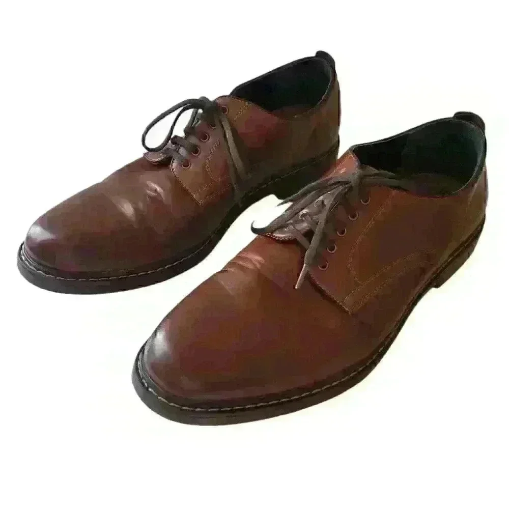 George Men's Brown Memory Foam Plain Lace Oxford Size 10
